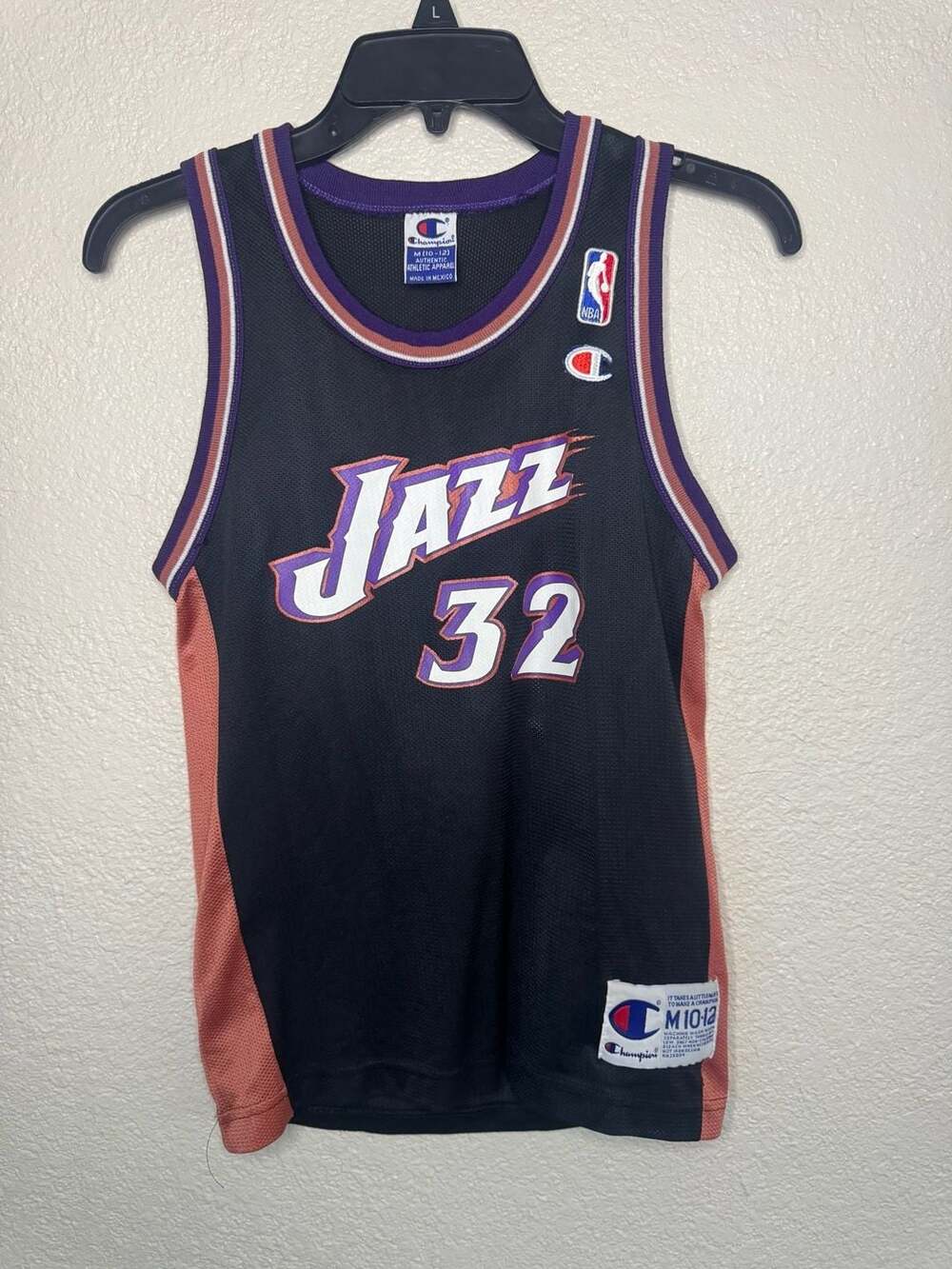 Vintage 90s Champion Utah Jazz Karl Malone #32 Black Alternate Basketball Jersey